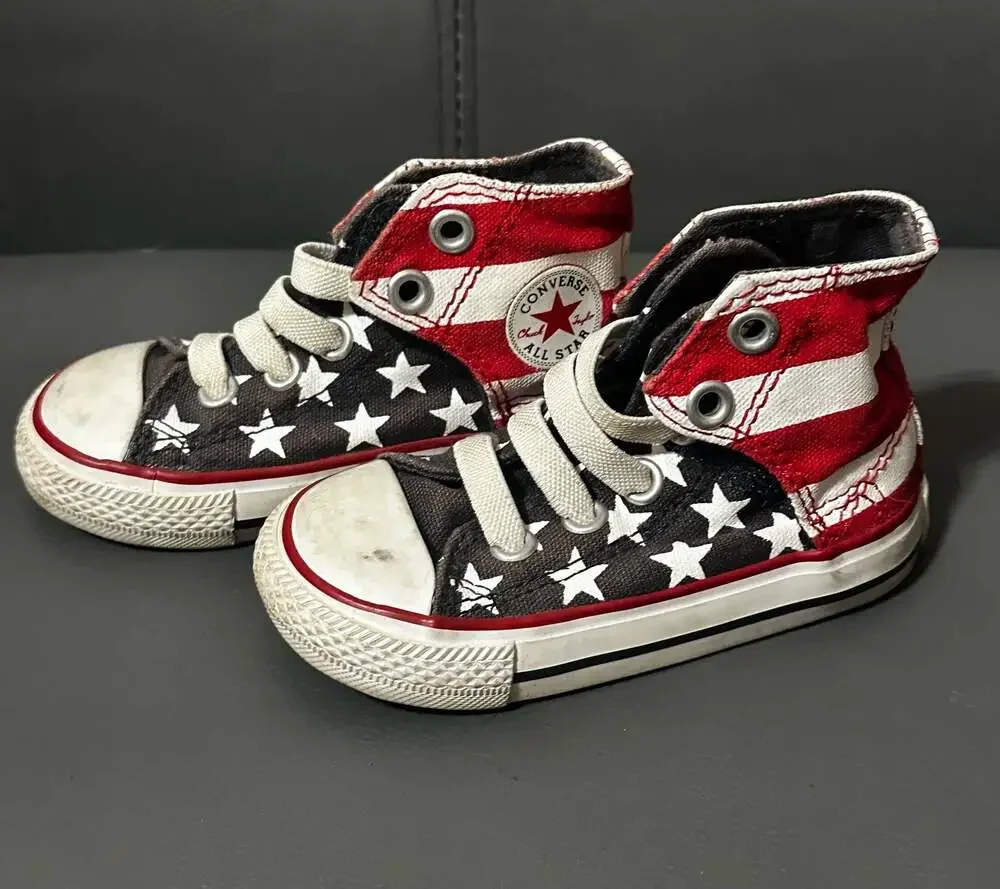 Converse Chuck Taylor All Star Toddler American Flag High Top Sneakers Size 5